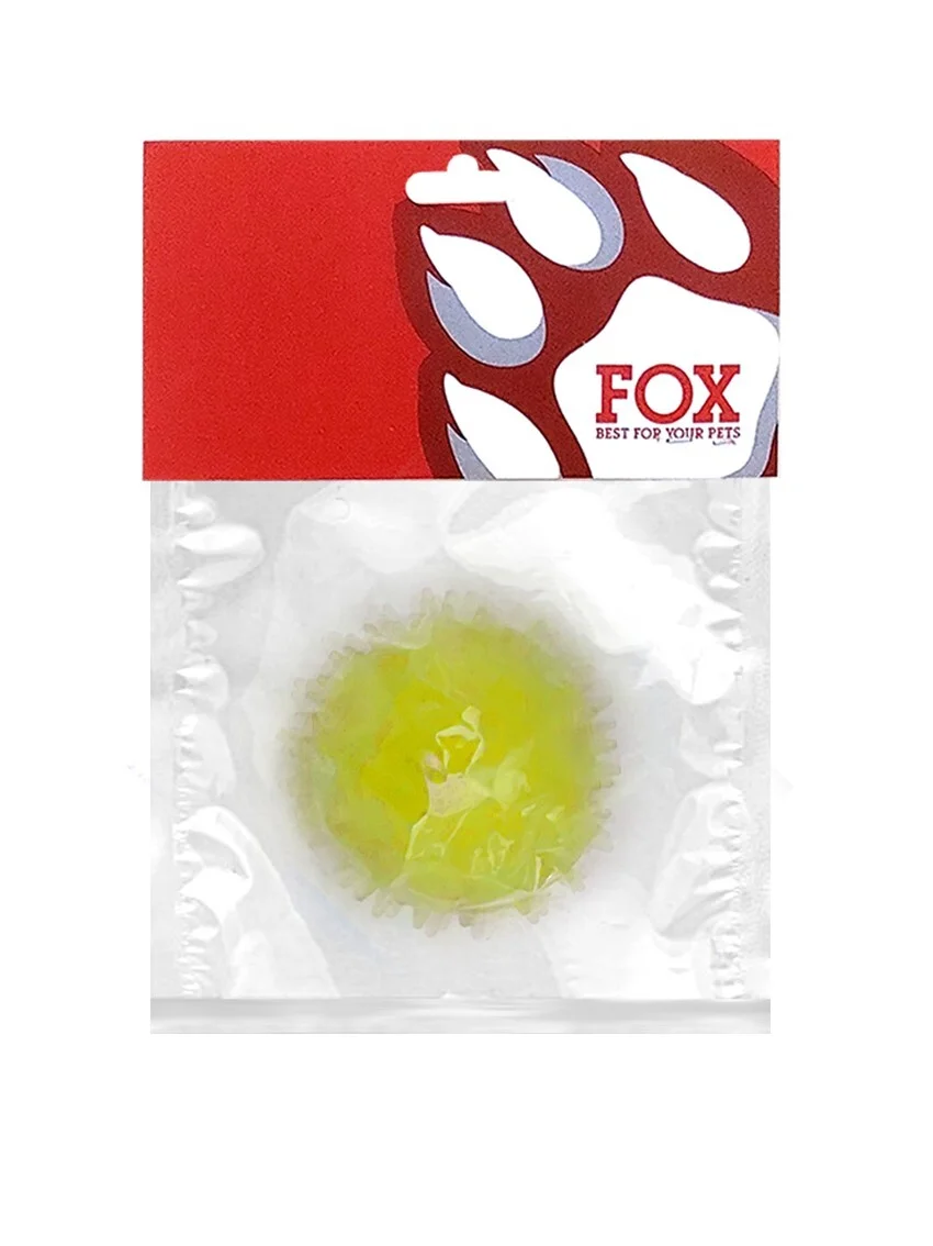 Іграшка для собак ТМ «FOX» «М’яч із шипами» жовтий, 6 см (із запахом ванілі)