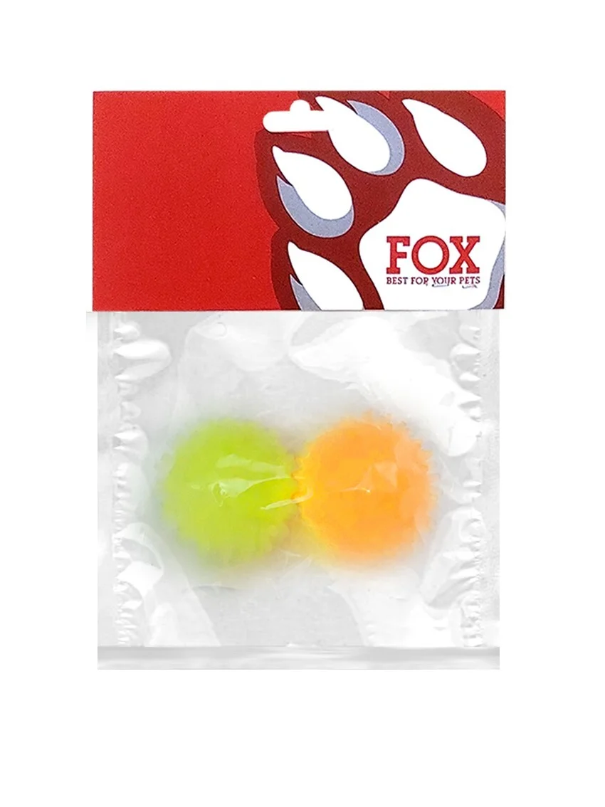 Набір іграшок ТМ «FOX» «М’ячі з шипами» жовтий+зелений, 4 см (з запахом ванілі)