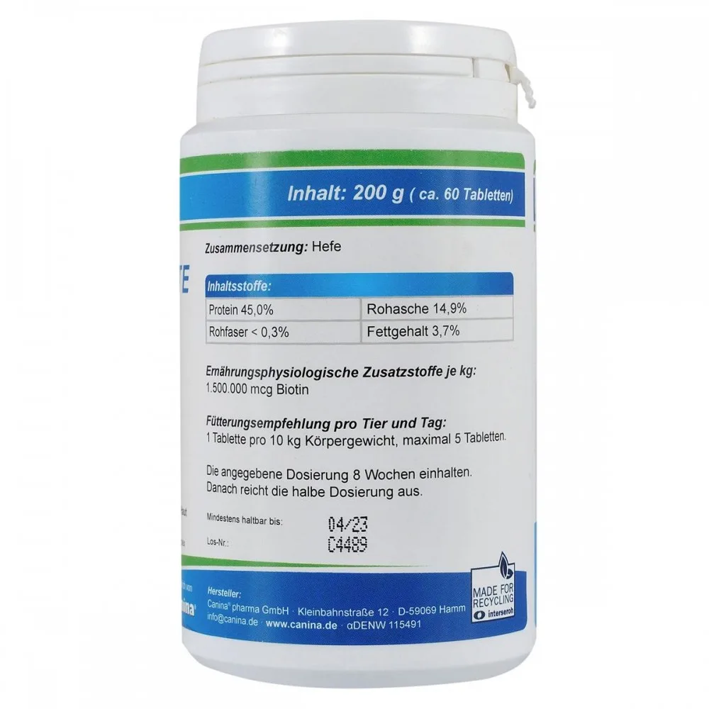 Вітамінний комплекс Canina Biotin Forte Tabletten для собак Біотин інтенсивний курс для шерсті 200 г 60 табл. — фото 3