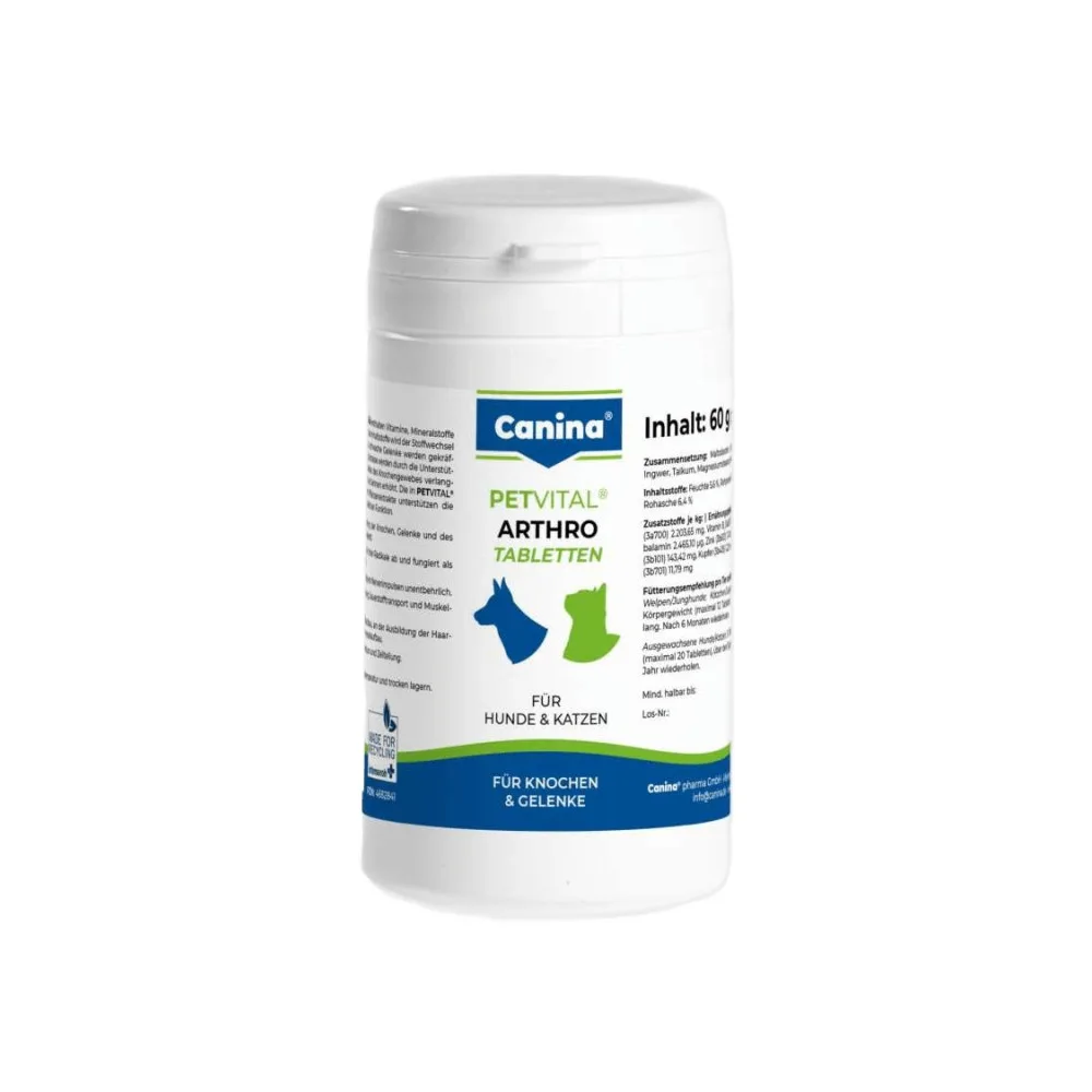 Мінеральний комплекс Canina Petvital Arthro-Tabletten для собак та котів для проблемних суглобів 60 г 60 табл. — фото 2