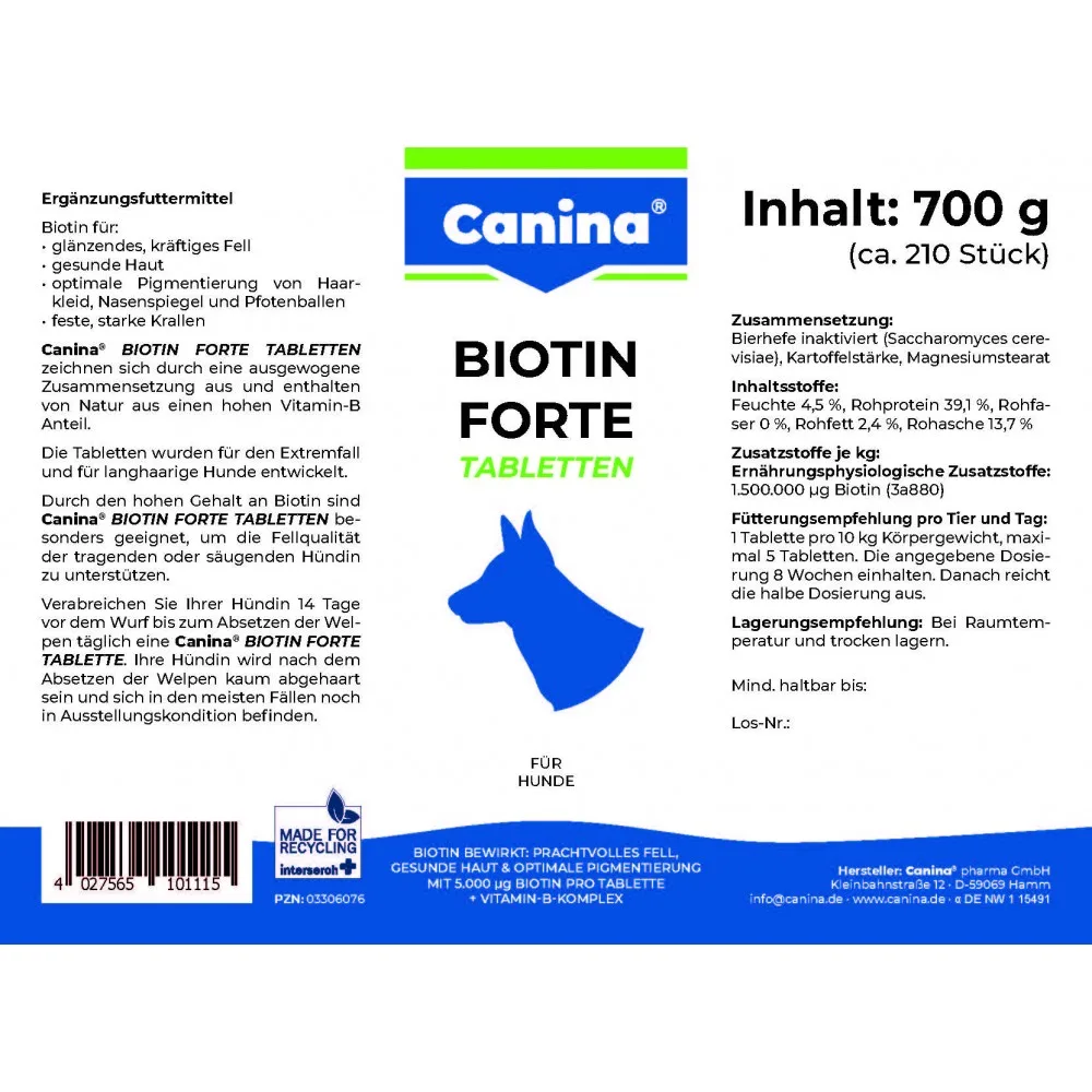 Вітамінний комплекс Canina Biotin Forte Tabletten для собак Біотин інтенсивний курс для шерсті 700 г 210 табл. — фото 3