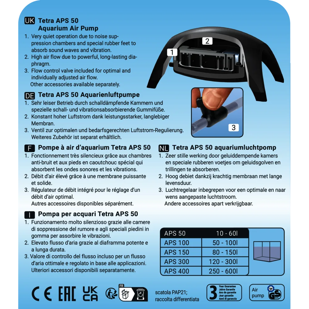 Компресор Tetra для акваріума APS 50 10/60 л — фото 4