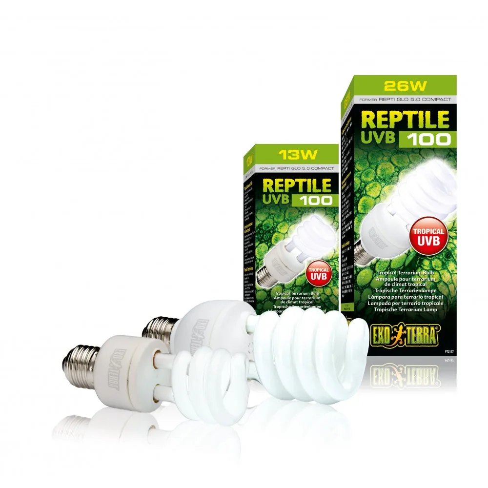 Лампа тераріумна ExoTerra Repti Glo 5.0 для тропічних рептилій ультрафіолетова люмінесцентна UVB 100 25 Вт Е27 — фото 3