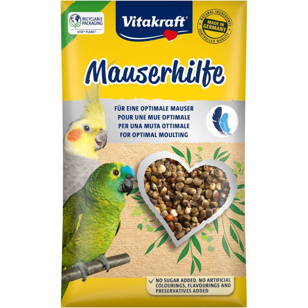Вітамінізована добавка Vitakraft Mauserhilfe для великих та середніх папуг під час линьки у вигляді насіння 25 г