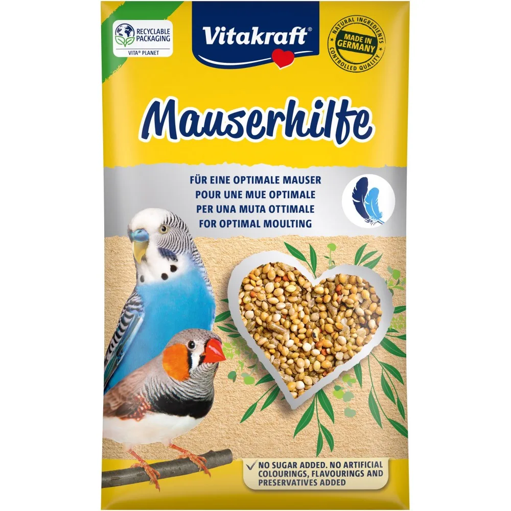 Вітамінізована добавка Vitakraft Mauserhilfe для хвилястих та екзотичних папуг під час ліньки у вигляді насіння 20 г