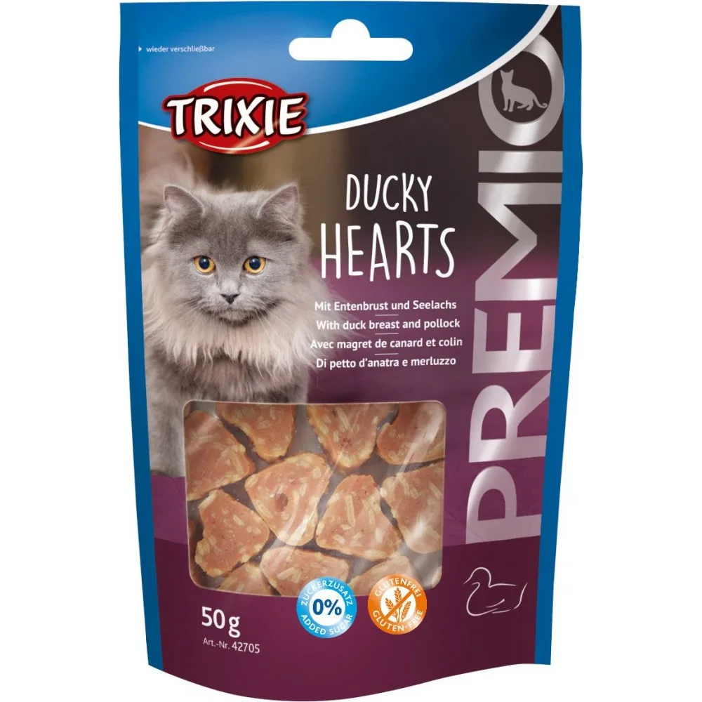Ласощі Trixie Premio Ducky Hearts для котів сердечка з качкою та рибою 50 г — фото 3