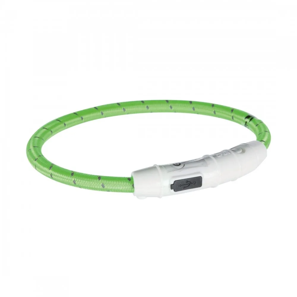 Нашийник Trixie Flash Light Ring USB для собак з підсвічуванням силіконовий зелений розмір XS-S 35 см/7 мм