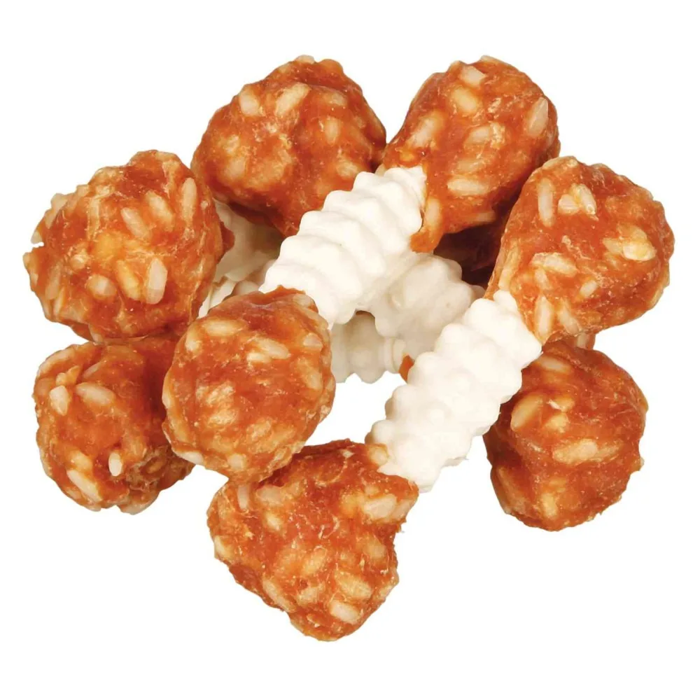 Ласощі Trixie Denta Fun Chicken Chewing Dumbbells для собак Гантель жувальна з куркою 100 г 6 шт — фото 2