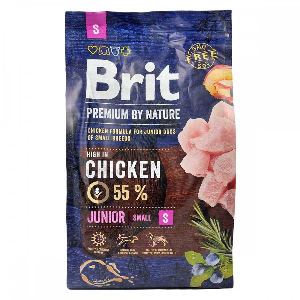 Корм сухий Brit Premium Dog Junior S для молодих собак дрібних порід від 1 до 12 місяців вагою 1-10 кг з куркою 3 кг — фото 4