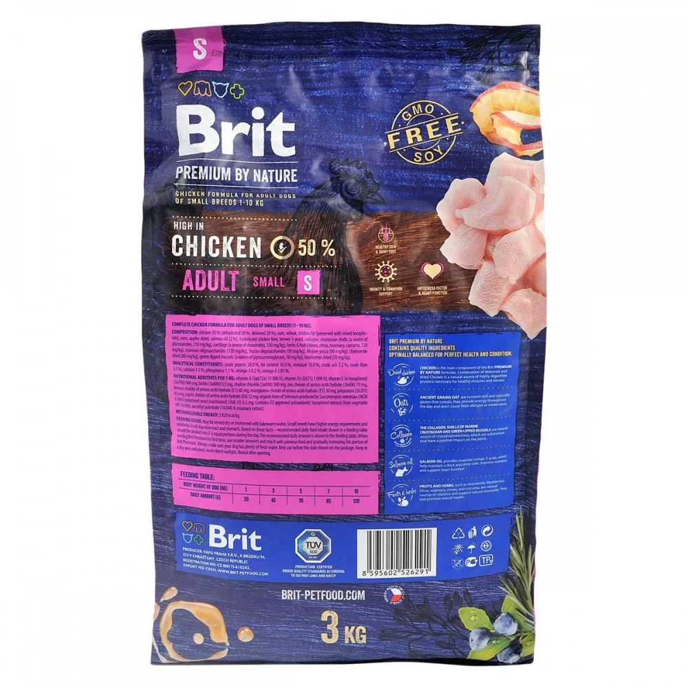 Корм сухий Brit Premium Dog Adult S для дорослих собак дрібних порід вагою 1-10 кг з куркою 3 кг — фото 4