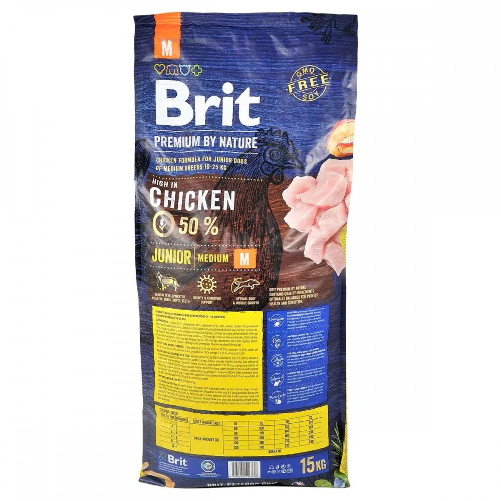 Корм сухий Brit Premium Dog Junior M для цуценят та молодих собак середніх порід від 1 до 12 місяців вагою 10-25 кг з куркою — фото 3