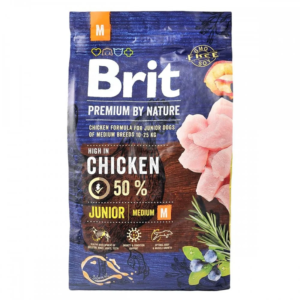 Корм сухий Brit Premium Dog Junior M для цуценят та молодих собак середніх порід від 1 до 12 місяців вагою 10-25 кг з куркою — фото 4
