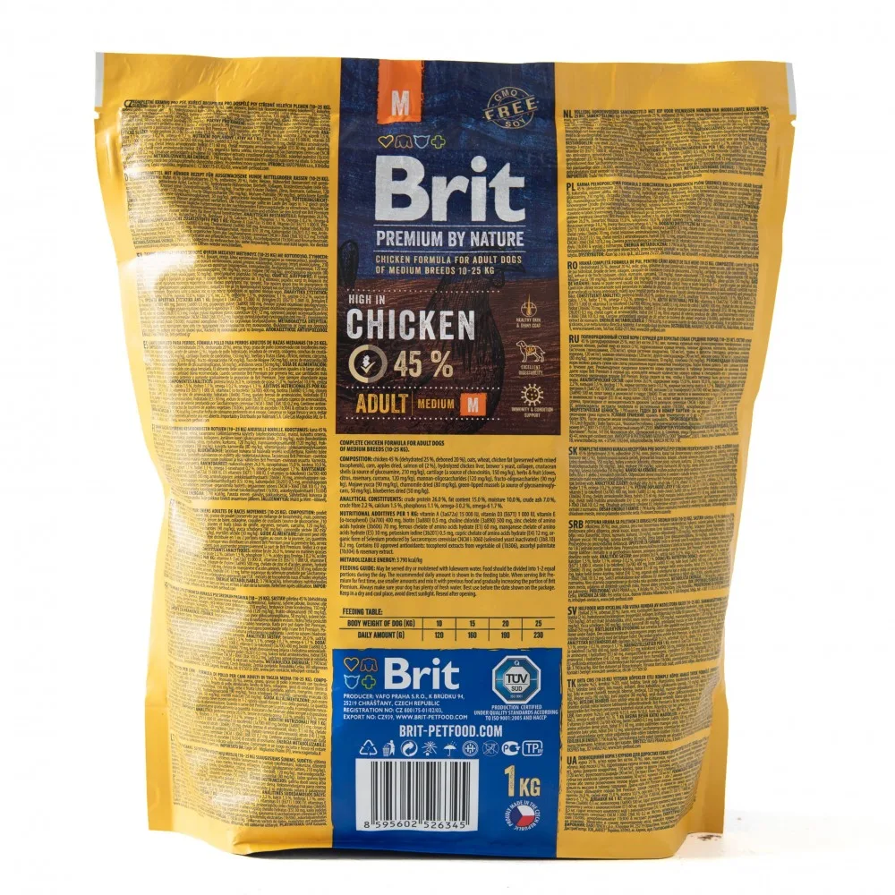 Корм сухий Brit Premium Dog Adult M для дорослих собак середніх порід вагою 10-25 кг з куркою 1 кг — фото 3