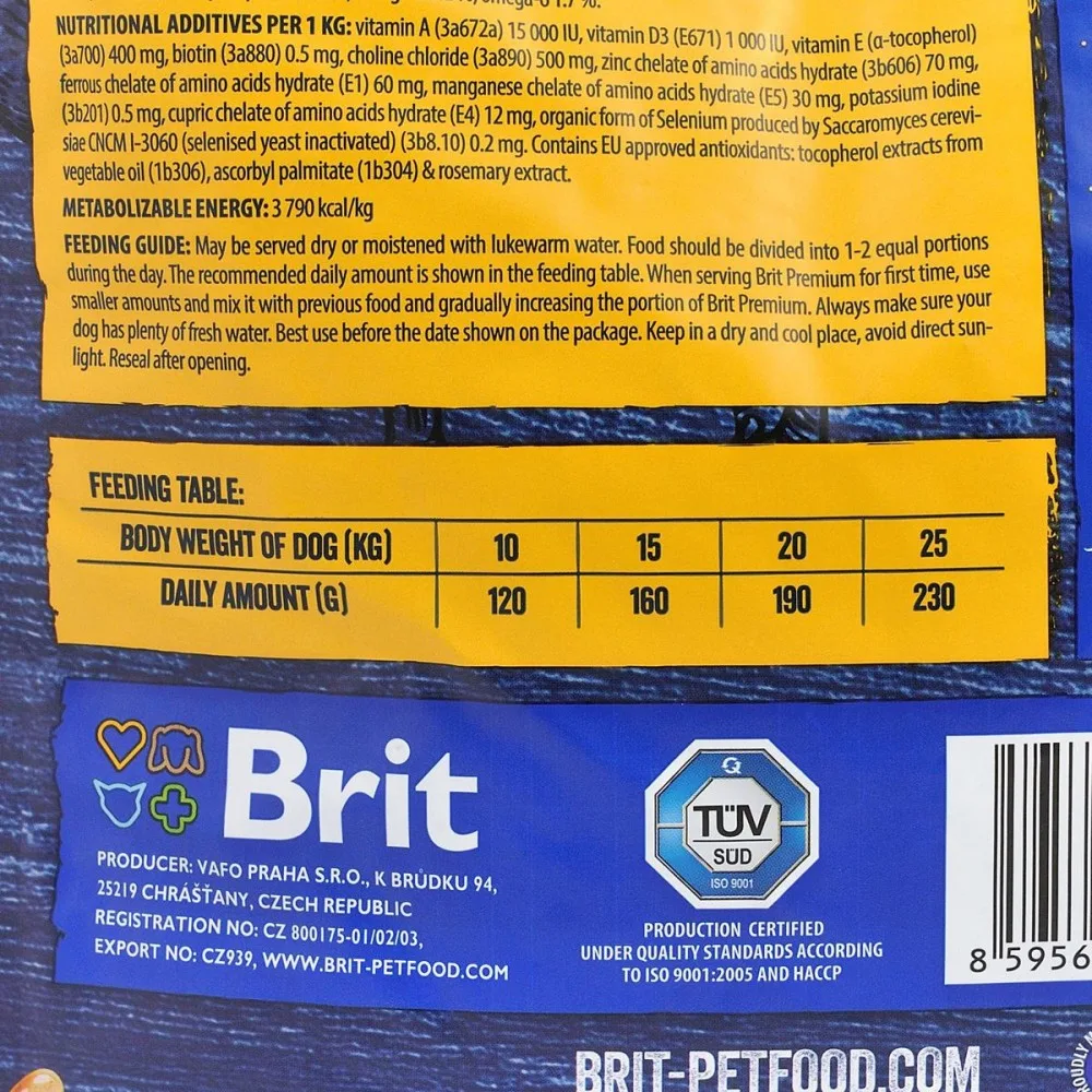 Корм сухий Brit Premium Dog Adult M для дорослих собак середніх порід вагою 10-25 кг з куркою 3 кг — фото 4