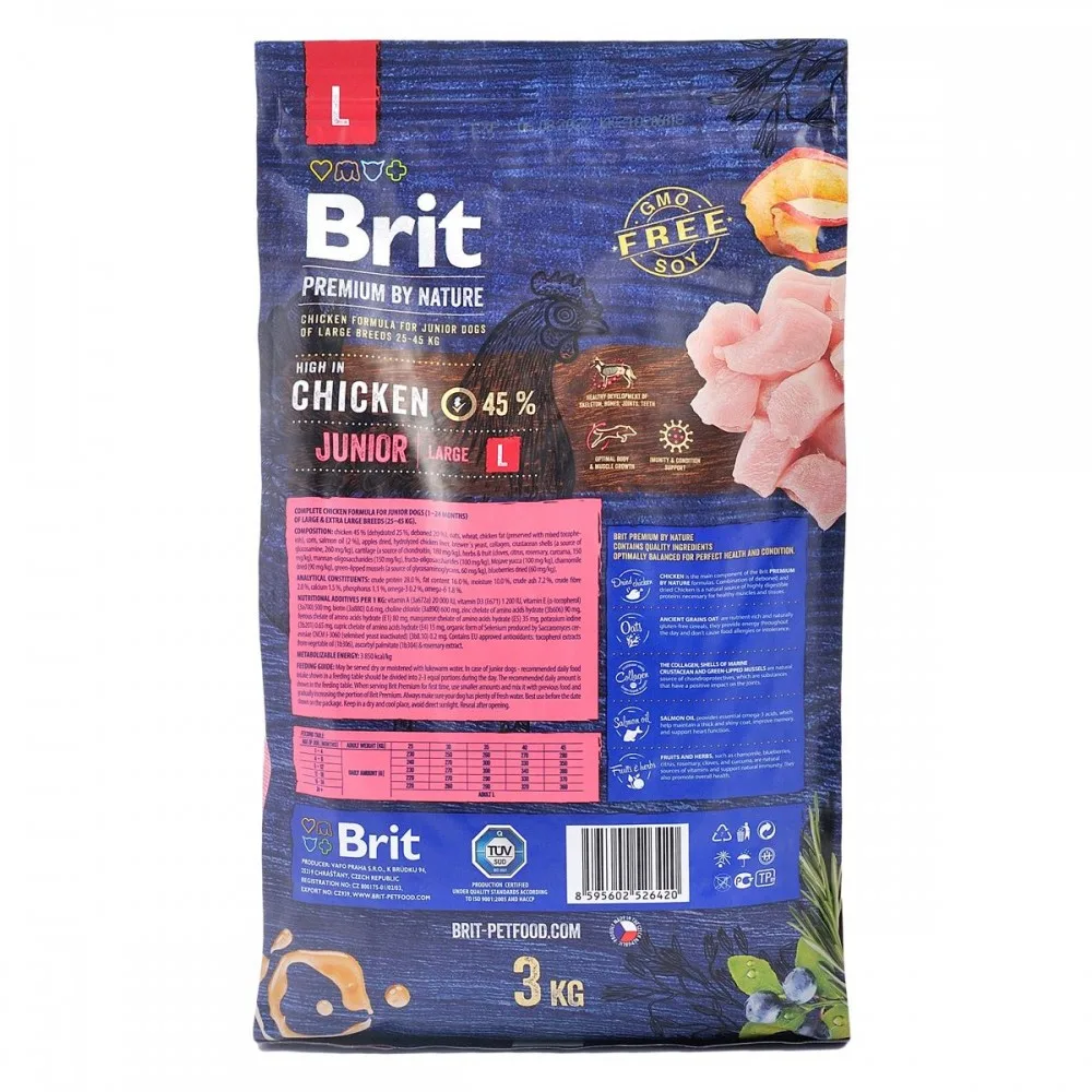 Корм сухий Brit Premium Dog Junior L для цуценят та молодих собак великих порід від 1 до 24 місяців вагою 25-45 кг з куркою — фото 4