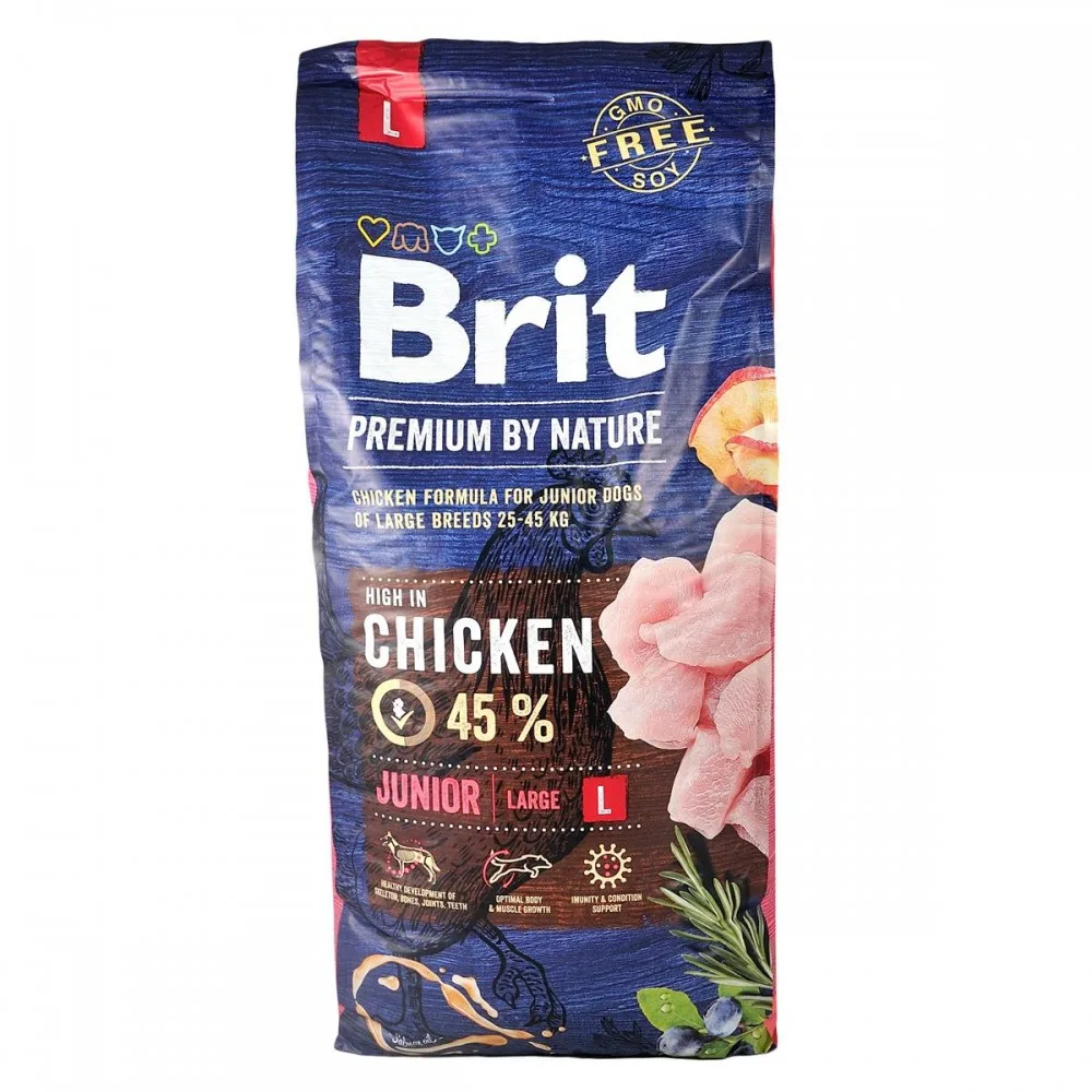 Корм сухий Brit Premium Dog Junior L для цуценят та молодих собак великих порід від 1 до 24 місяців вагою 25-45 кг з куркою — фото 3