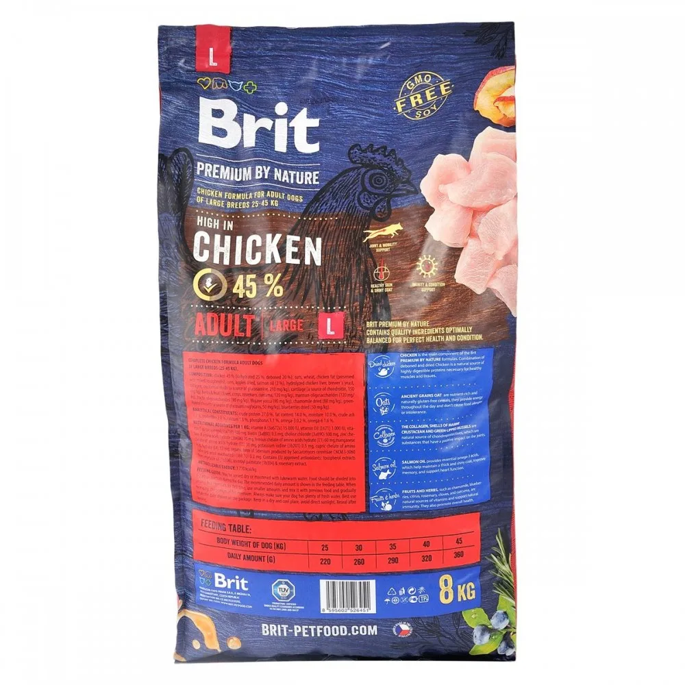 Корм сухий Brit Premium Dog Adult L для дорослих собак великих порід вагою 25-45 кг з куркою 8 кг — фото 3
