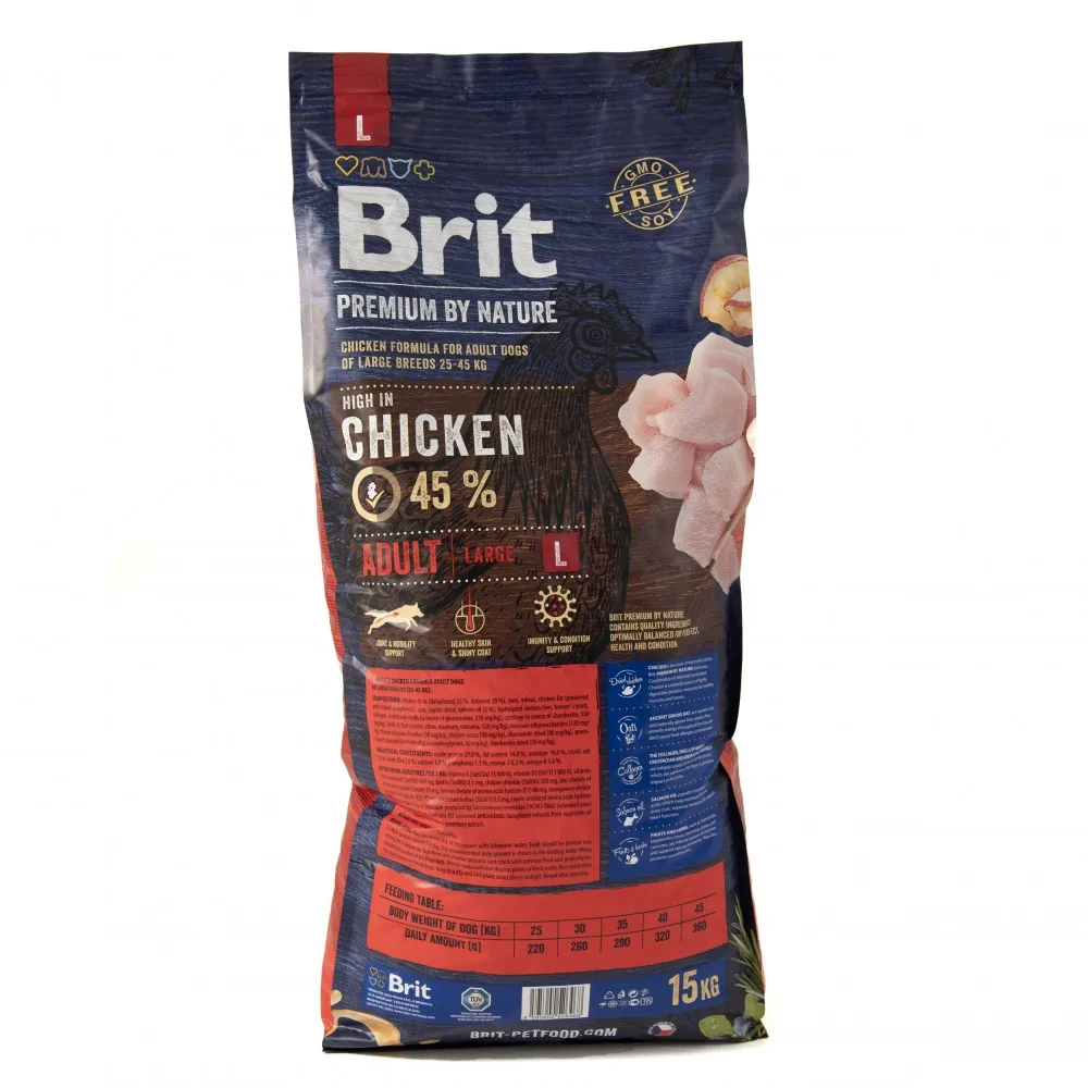 Корм сухий Brit Premium Dog Adult L для дорослих собак великих порід вагою 25-45 кг з куркою 15 кг — фото 3