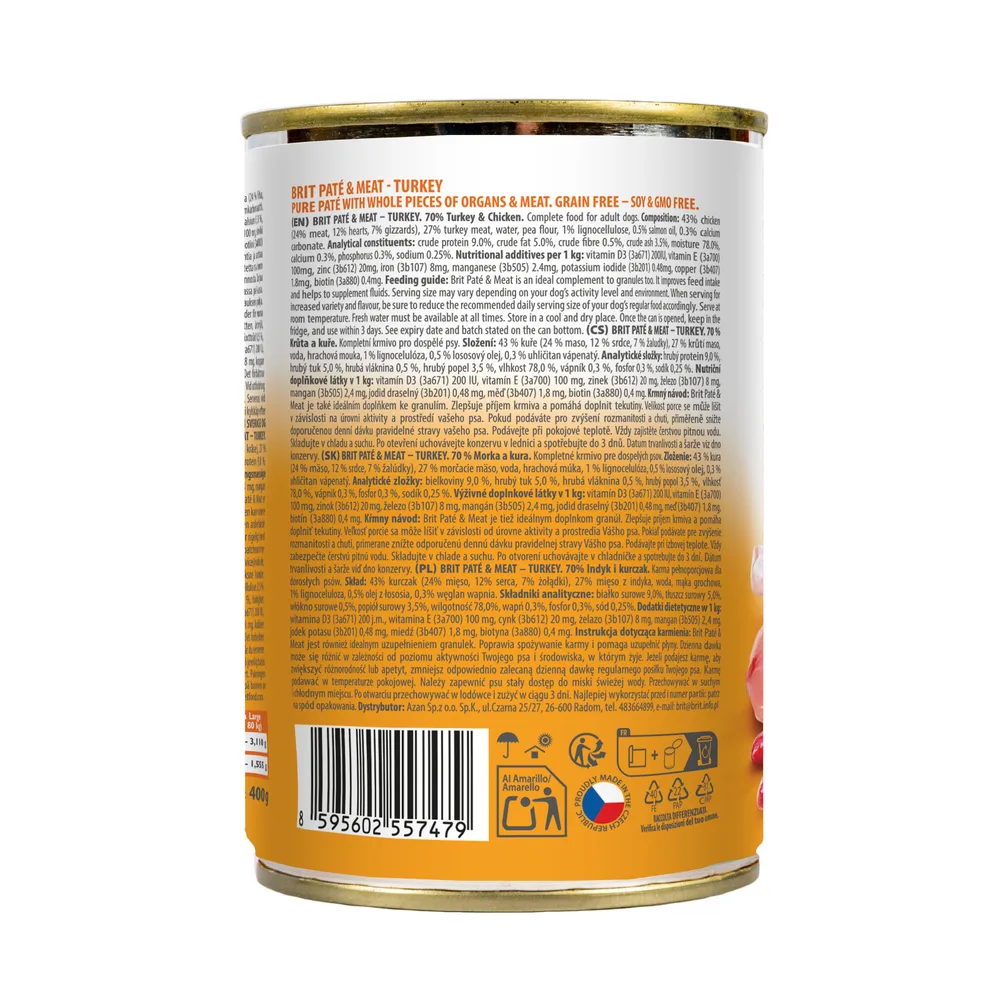 Корм вологий Brit Care Pate and Meat для дорослих собак з індичкою 400 г — фото 2
