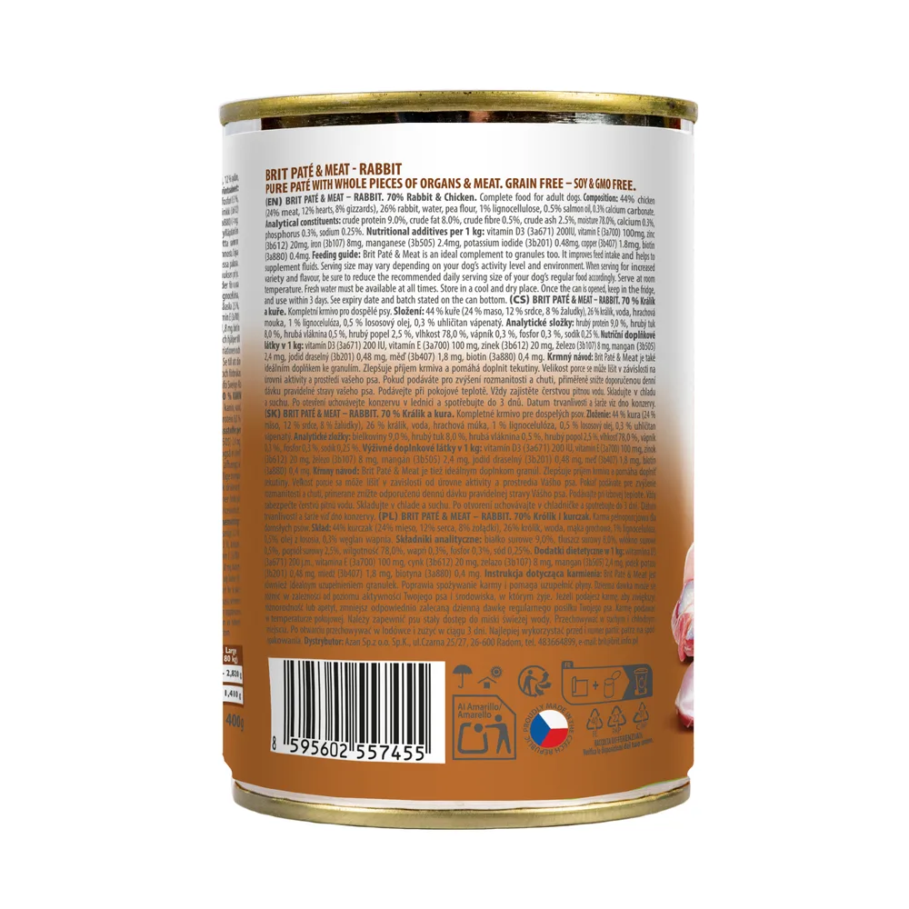 Корм вологий Brit Care Pate and Meat для дорослих собак з кроликом 400 г — фото 2