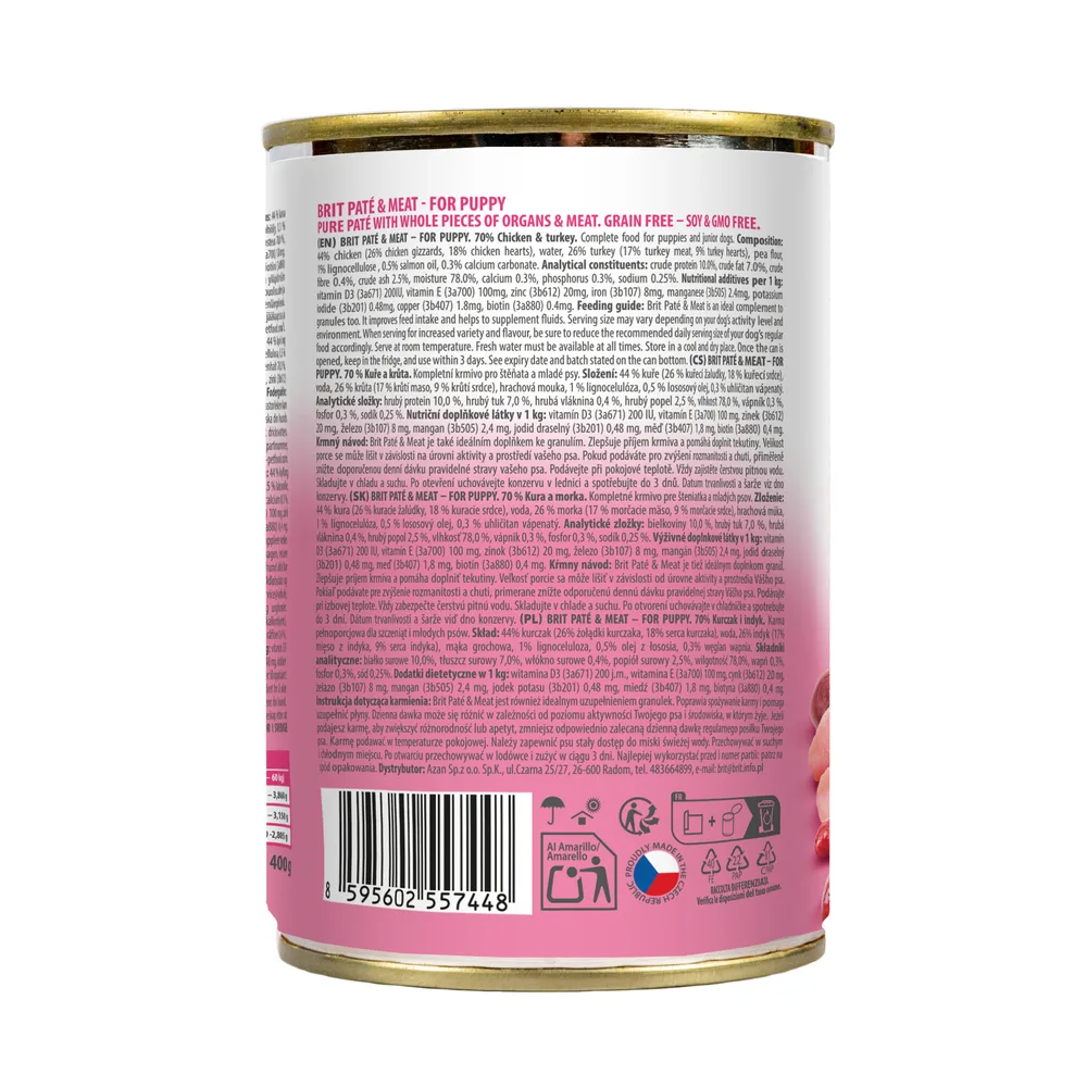 Корм вологий Brit Care Pate and Meat для цуценят з куркою та індичкою 400 г — фото 2