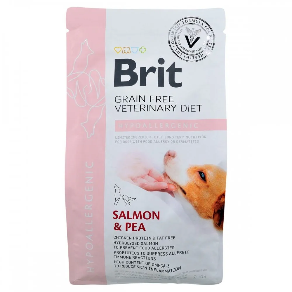 Корм сухий Brit Grain Free VetDiet Dog Hypoallergenic для собак при харчовій алергії з лососем горохом і гречкою 2 кг — фото 3