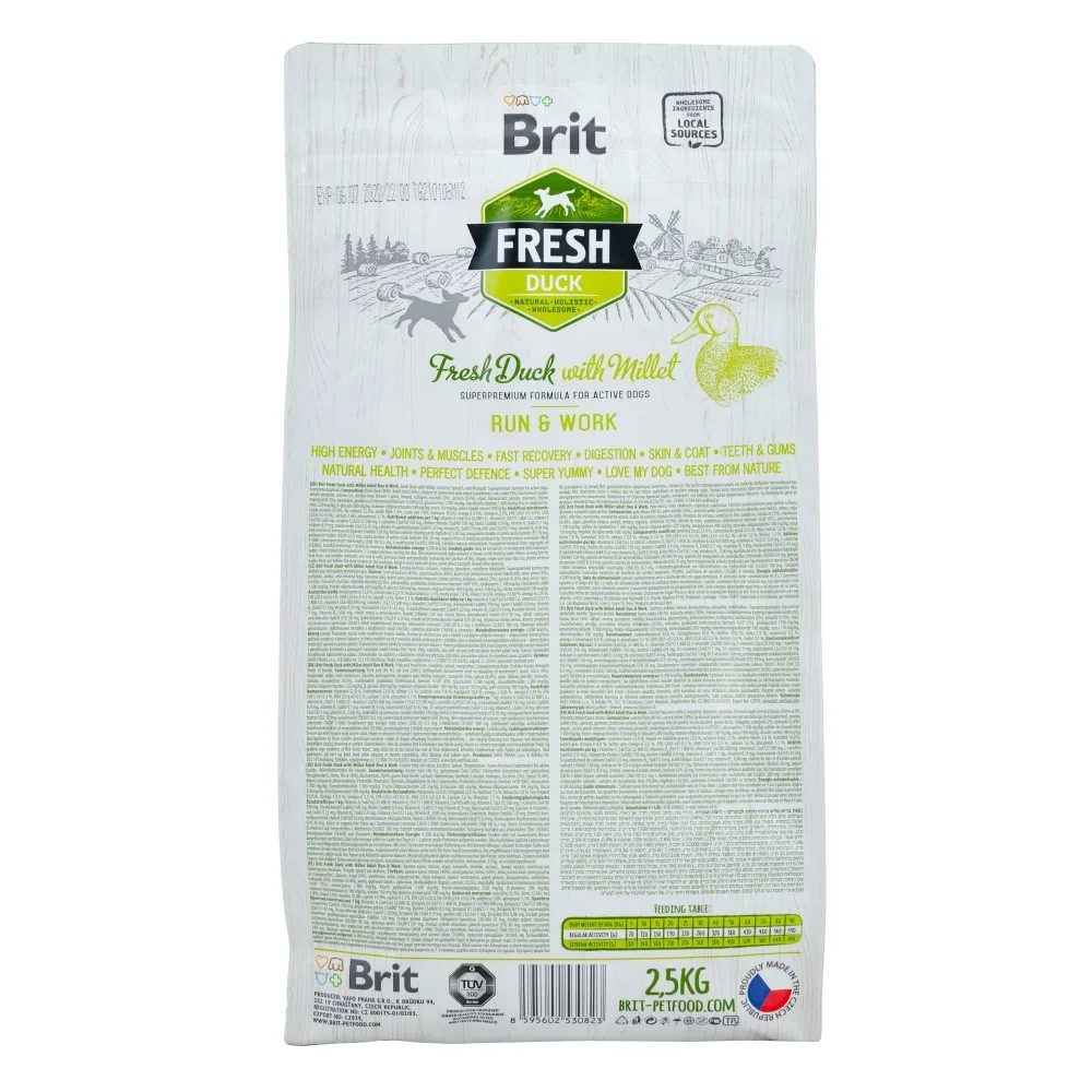 Корм сухий Brit Fresh Duck/Millet Active Run and Work для дорослих активних собак з качкою та пшоном 2,5 кг — фото 3