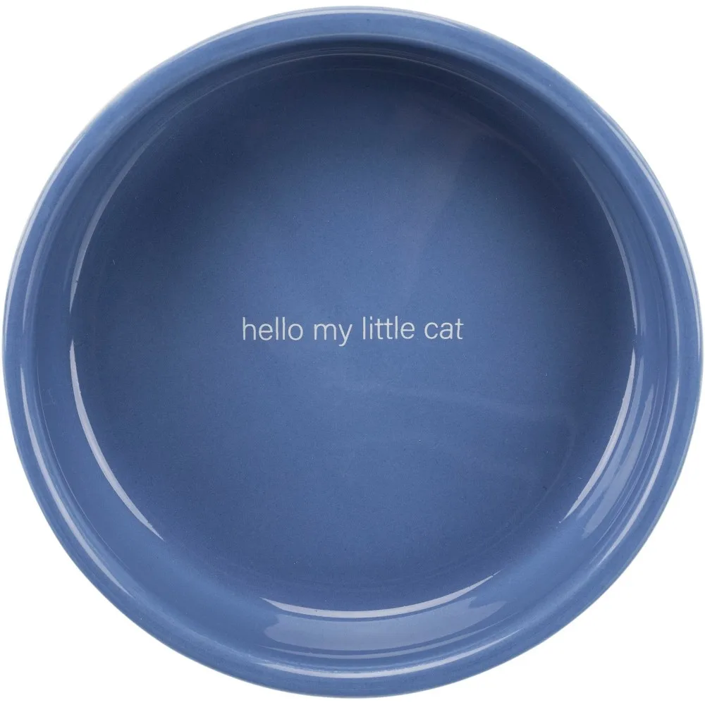 Миска Trixie для котів короткомордих порід Hello my little cat синя/біла керамічна 15 см 300 мл — фото 2
