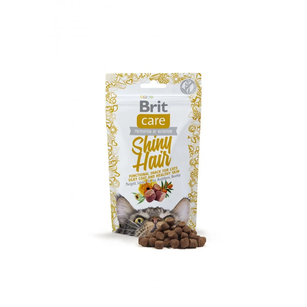 Ласощі Brit Care Functional Snack Shiny Hair для котів для здоров’я шкіри та шерсті з лососем 50 г — фото 2