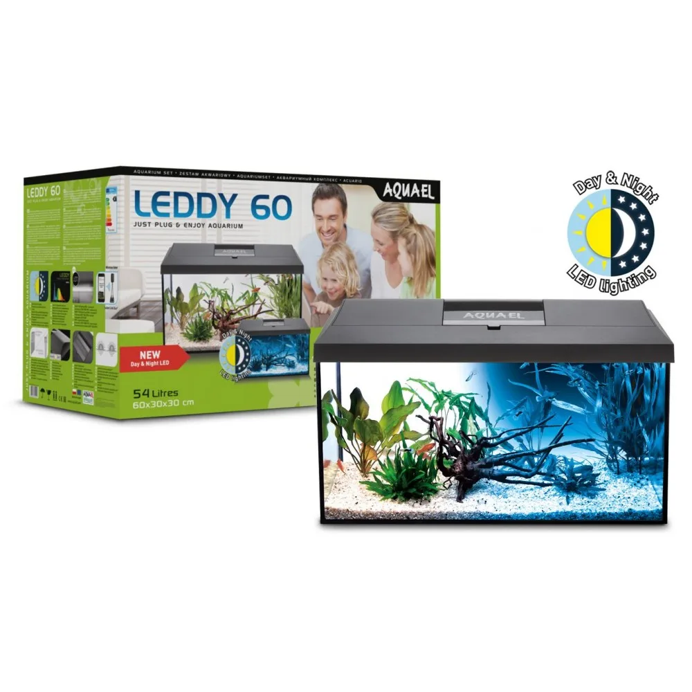 Акваріумний комплект Aquael Leddy Day Night з балкою прямий чорний 54 л