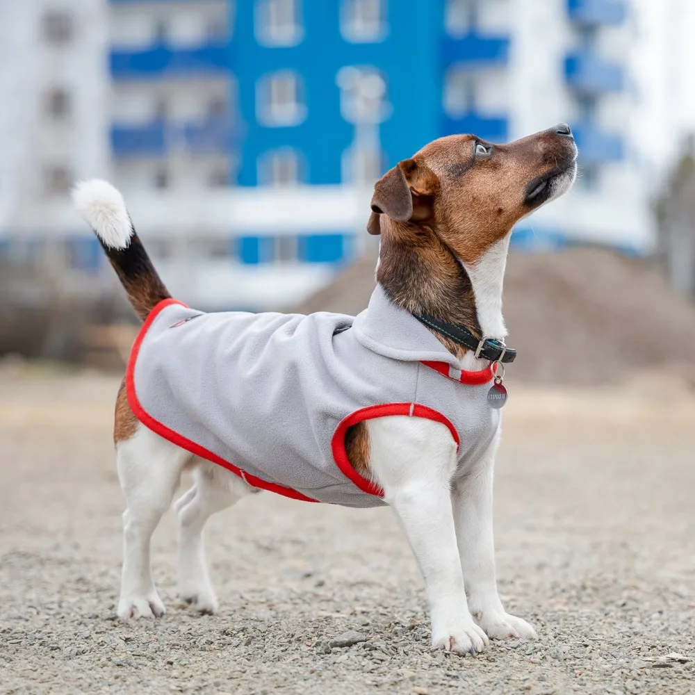 Жилет Pet Fashion Fleecy для собак сірий/червоний XS2 — фото 4