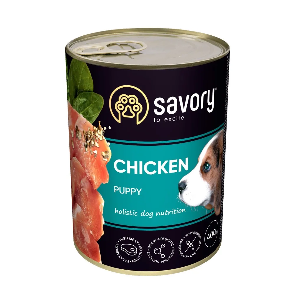 Корм вологий Savory Dog All breeds Puppy Chicken паштет для цуценят усіх порід з куркою 400 г