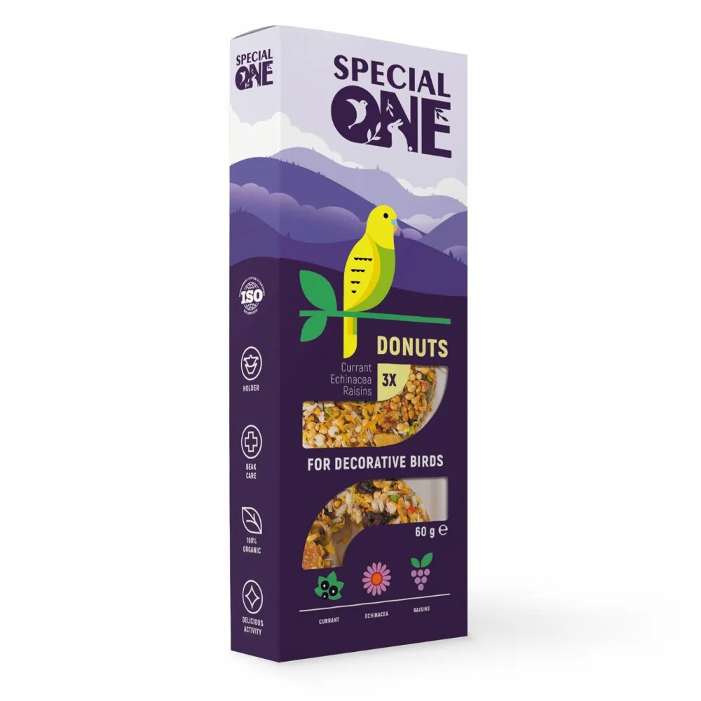 Ласощі Special One Пончики для декоративних птахів смородина ехінацея виноград 60 г