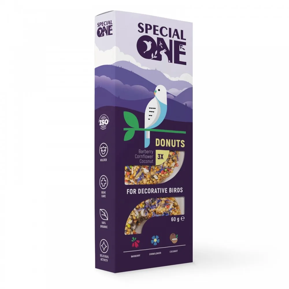 Ласощі Special One Пончики для декоративних птахів барбарис волошка кокос 60 г