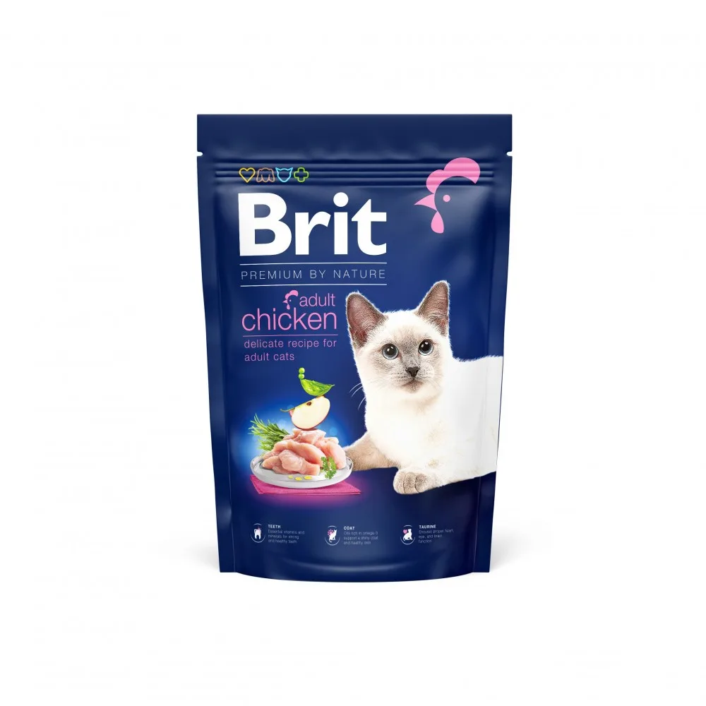 Корм сухий Brit Premium Cat by Nature Adult Chicken для дорослих котів з куркою 1,5кг