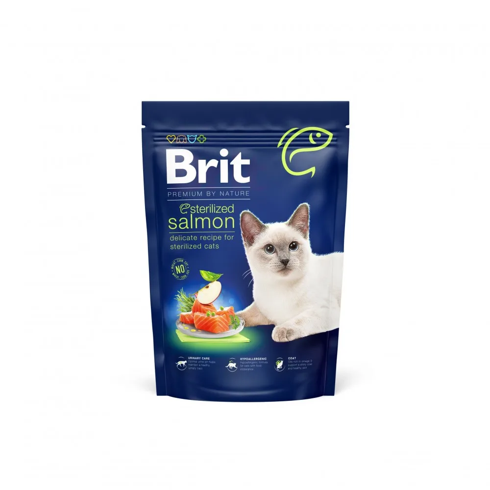 Корм сухий Brit Premium by Nature Cat Sterilized Salmon для стерилізованих котів з лососем 800 г