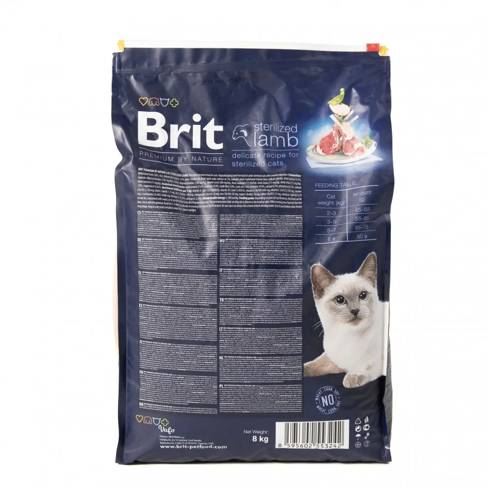 Корм сухий Brit Premium by Nature Cat Sterilized Lamb для стерилізованих котів з ягням 8 кг — фото 3
