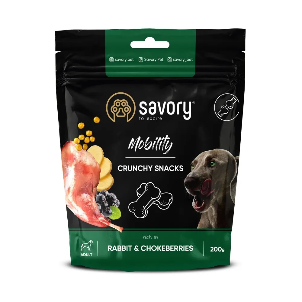 Хрусткі ласощі Savory Mobility Rabbit and Chokeberries для собак усіх порід для здоров’я суглобів з кроликом і чорноплідною