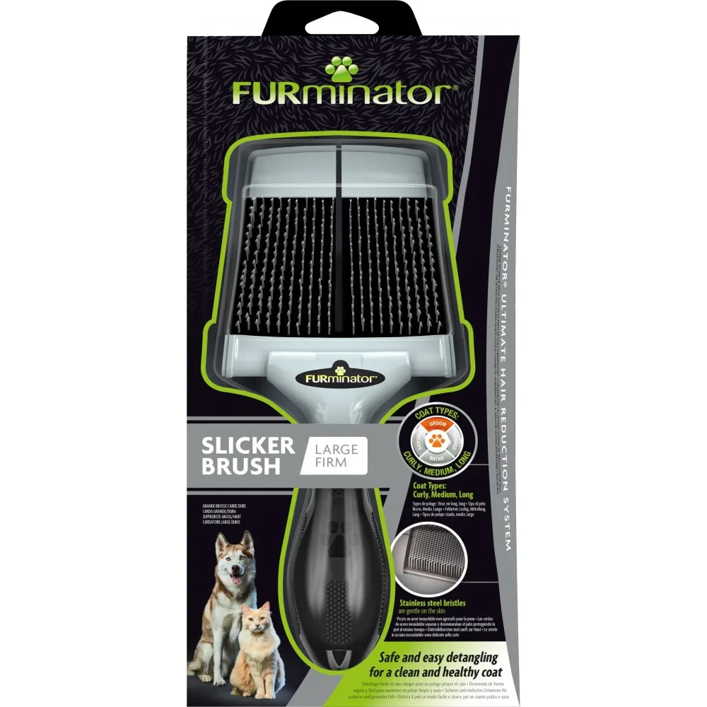 Щітка-пуходерка для собак та котів FURminator жорстка L 20,5 х 9,5 х 1,5 см — фото 3