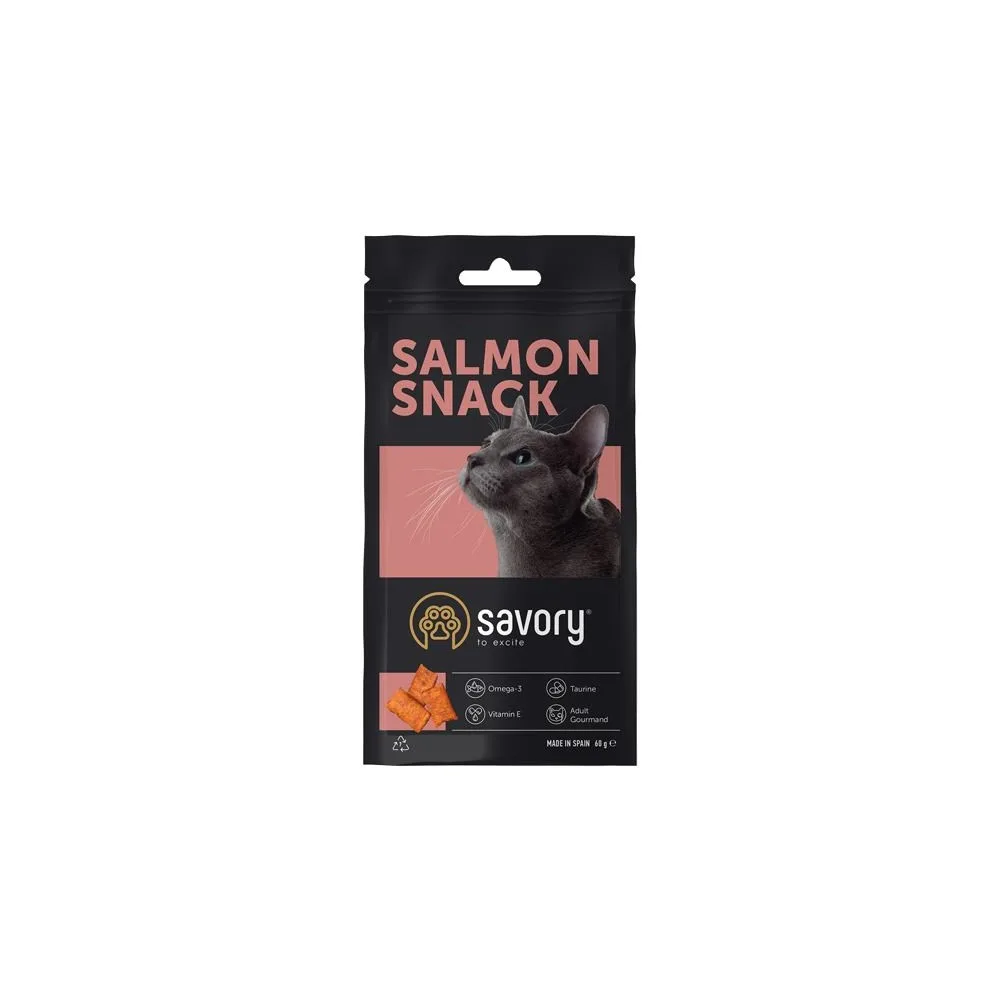 Хрумкі ласощі Savory Cats Snacks Pillows Gourmand with Salmon для дорослих вибагливих котів подушечки з лососем 60 г — фото 4