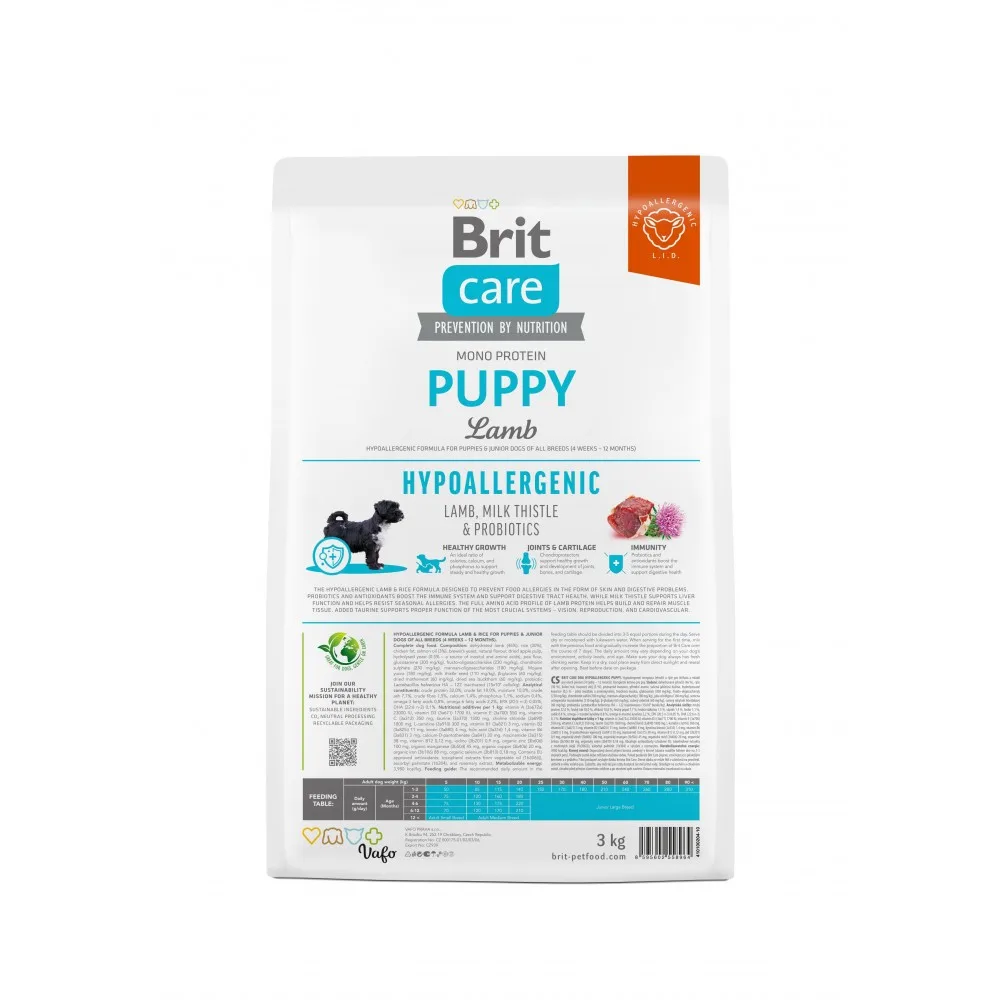 Корм сухий Brit Care Dog Hypoallergenic Puppy для цуценят гіпоалергенний з ягням 3 кг — фото 4