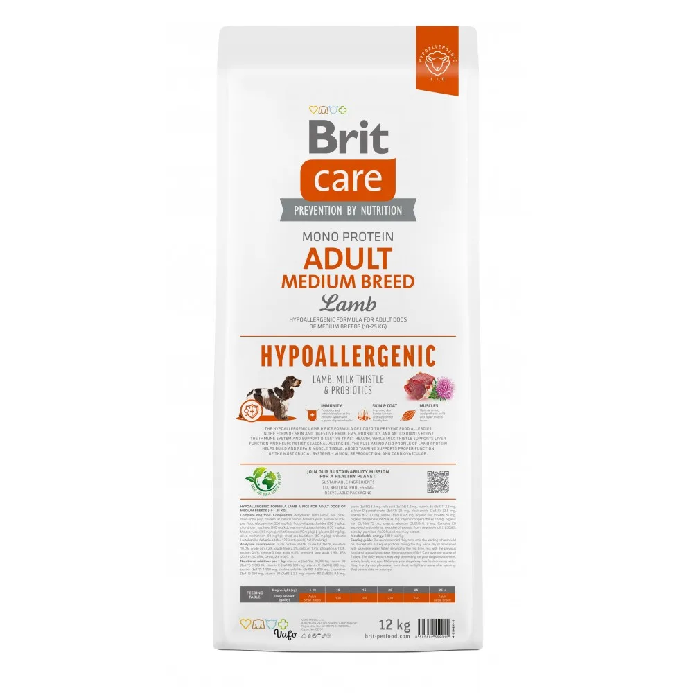 Корм сухий Brit Care Dog Hypoallergenic Adult Medium Breed для собак середніх порід гіпоалергенний з ягням 12 кг — фото 4