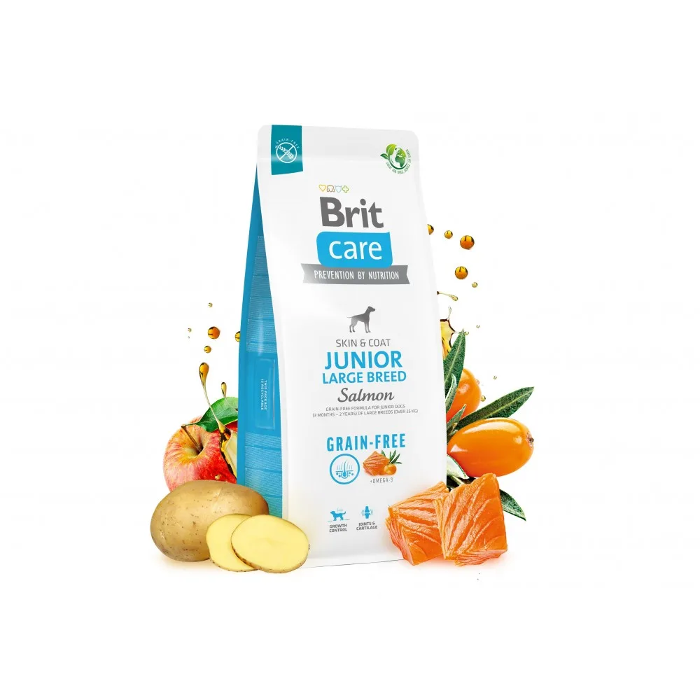 Корм сухий Brit Care Dog Grain-free Junior Large Breed для молодих собак великих порід беззерновий з лососем 1 кг — фото 4