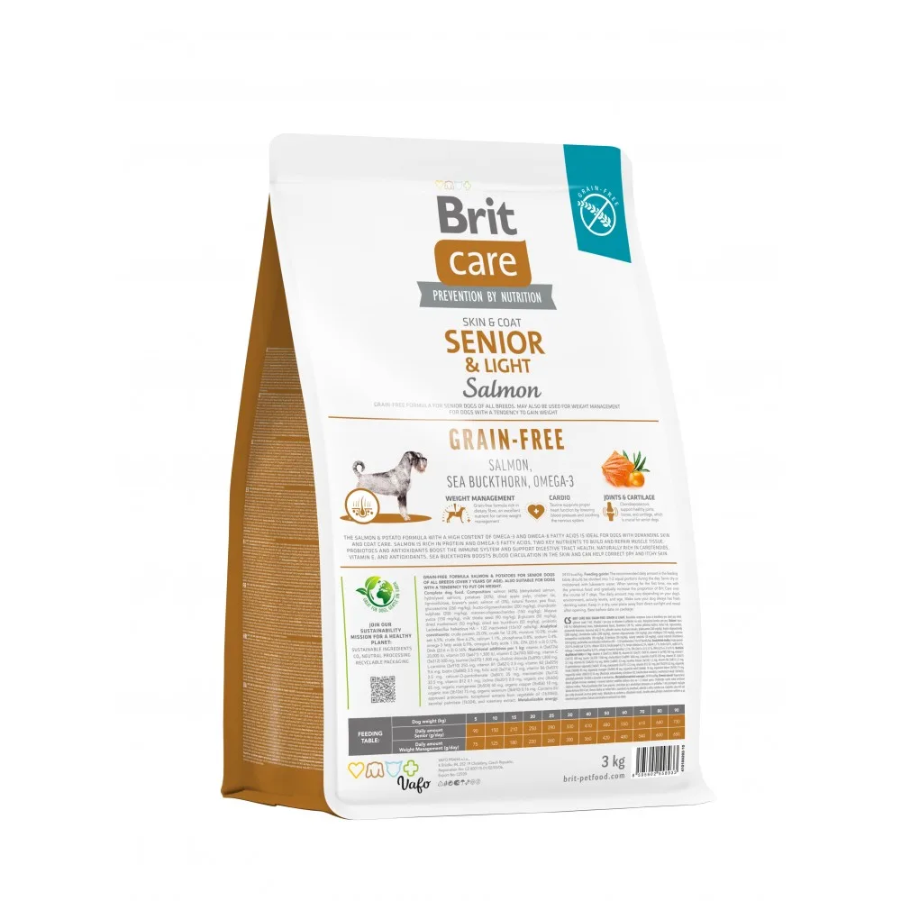 Корм сухий Brit Care Dog Grain-free Senior and Light для старіючих собак беззерновий з лососем 3 кг — фото 3