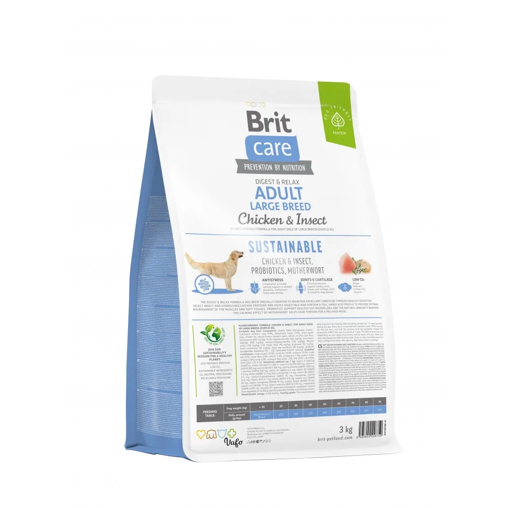 Корм сухий Brit Care Dog Sustainable Adult Large Breed для дорослих собак великих порід з куркою та комахами 3 кг — фото 3