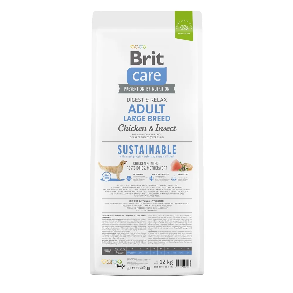 Корм сухий Brit Care Dog Sustainable Adult Large Breed для дорослих собак великих порід з куркою та комахами 12 кг — фото 3