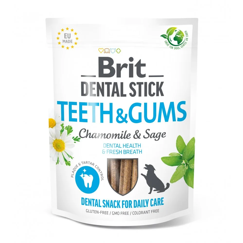 Ласощі Brit Dental Stick Teeth & Gums для дорослих собак з ромашкою та шавлією для здоров’я ясен і зубів 7 шт 251 г