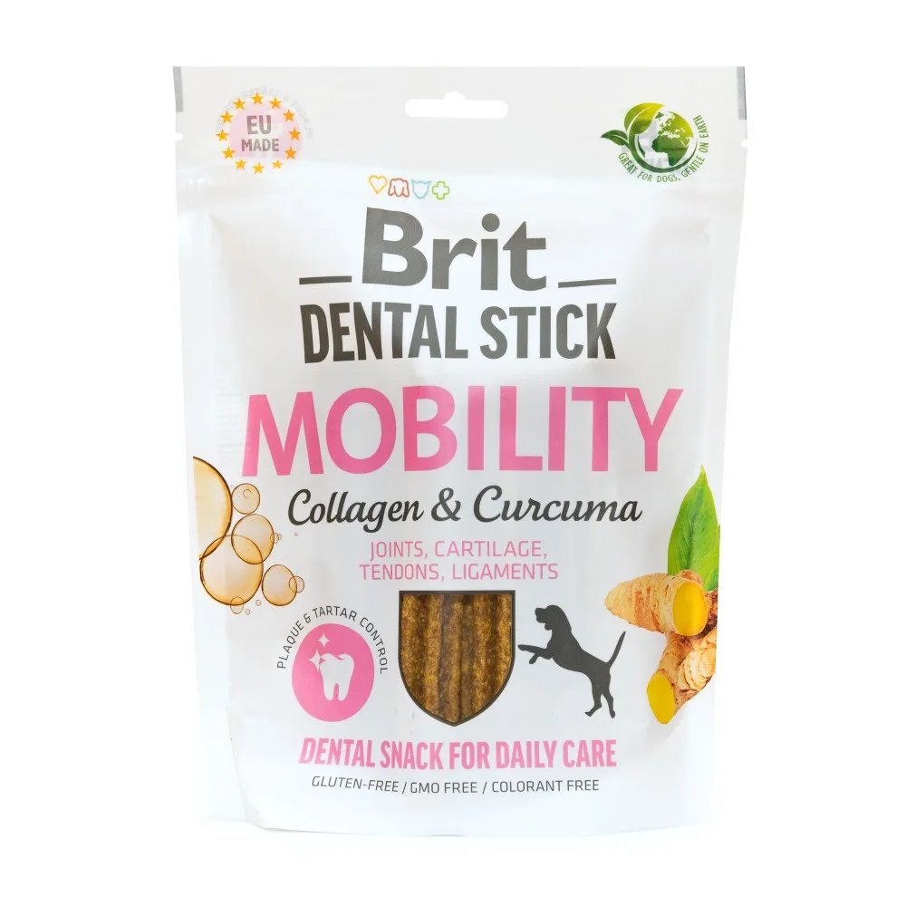 Ласощі Brit Dental Stick Mobility для дорослих собак з колагеном і куркумою для мобільності суглобів 7 шт 251 г — фото 4
