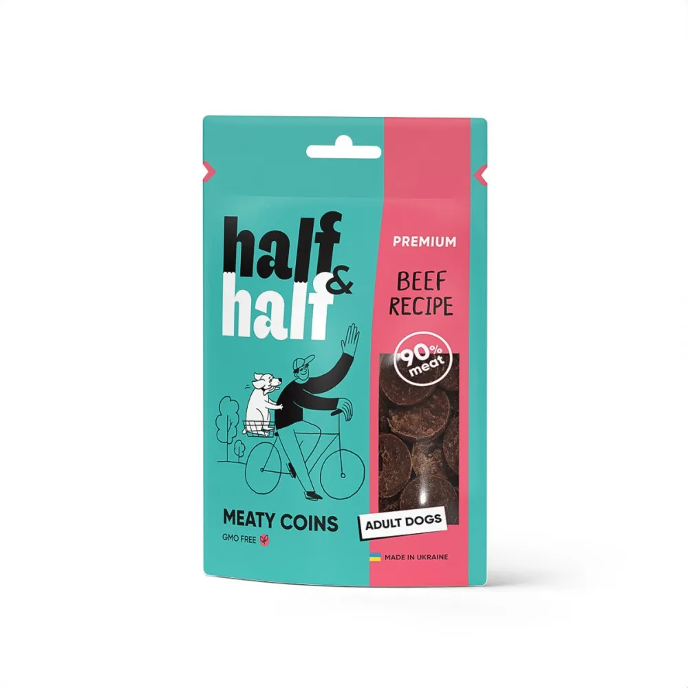 Ласощі HalfHalf м ясні монетки для собак з яловичиною 100 г
