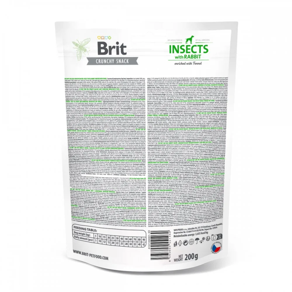 Ласощі Brit Care Dog Crunchy Cracker Insects with Rabbit для собак для міцного імунітету з комахами кроликом і фенхелем 200 — фото 3